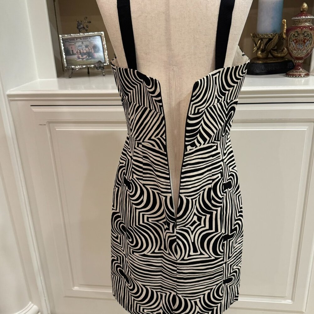 🖤🤍 Trina Turk Los Angeles Black & White Geometric Print Bodycon Dress – Size 8 - Picture 8 of 12